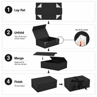 Boîte cadeau magnétique avec logo personnalisé, boîte en carton rigide noir mat de luxe, emballage de boîte cadeau en carton recyclable avec fermeture en carton
