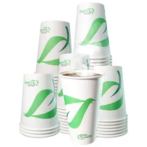 हॉट ड्रिंक मिल्क टी कॉफ़ी के लिए स्वनिर्धारित लोगो पर्यावरण-अनुकूल डिस्पोजेबल 8 ऑउंस 10 ऑउंस 12 ऑउंस पेपर कप