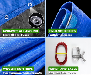 Couverture de piscine d'hiver avec tendeur à corde pour couvrir les piscines hors sol - Product Image 2