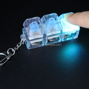 High-transparency Luminous Plastic Square Stress-relief Toy <b>Mechanical</b> <b>Keyboard</b> Keychain with 4-Key Button Cap - Product Image 3