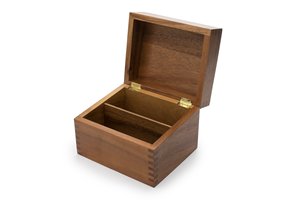 Boîte à recettes rectangulaire en bois sculpté avec cartes, séparateurs et couvercle porte-téléphone pour le stockage alimentaire - Product Image 5