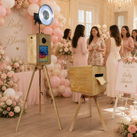 Trépied en bois vintage pour iPad, photomaton avec rotation à 360 degrés, compatible avec les appareils photo reflex numériques et les appareils photo reflex.