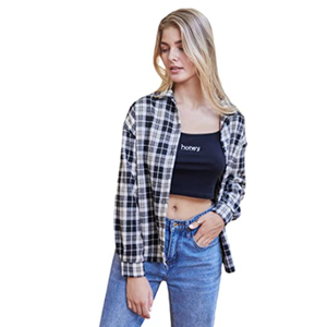 Deniswer Spring 2020 Casual Woven <strong>Flannel</strong> Cotton Plaid <strong>Shirt</strong> for <strong>Women</strong> - Product Image 2