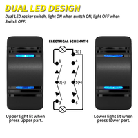Interrupteur à bascule lumineux LED bleu 12V 24V DC 5 broches, personnalisable avec logo OEM, robuste pour voiture, UTV, VTT, bateau, panneau marin