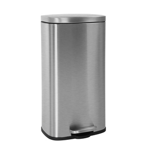Trash Can Bin Basics Stainless Steel Rectangular Soft-Close Garbage Bin Step Trash Can Pedal Bin