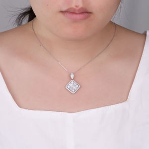 Colgantes hechos a mano de lujo cristiano 18K oro cuadrado brillante diamante Natural GIA certificado regalo de cumpleaños para mujeres rápido - Product Image 2