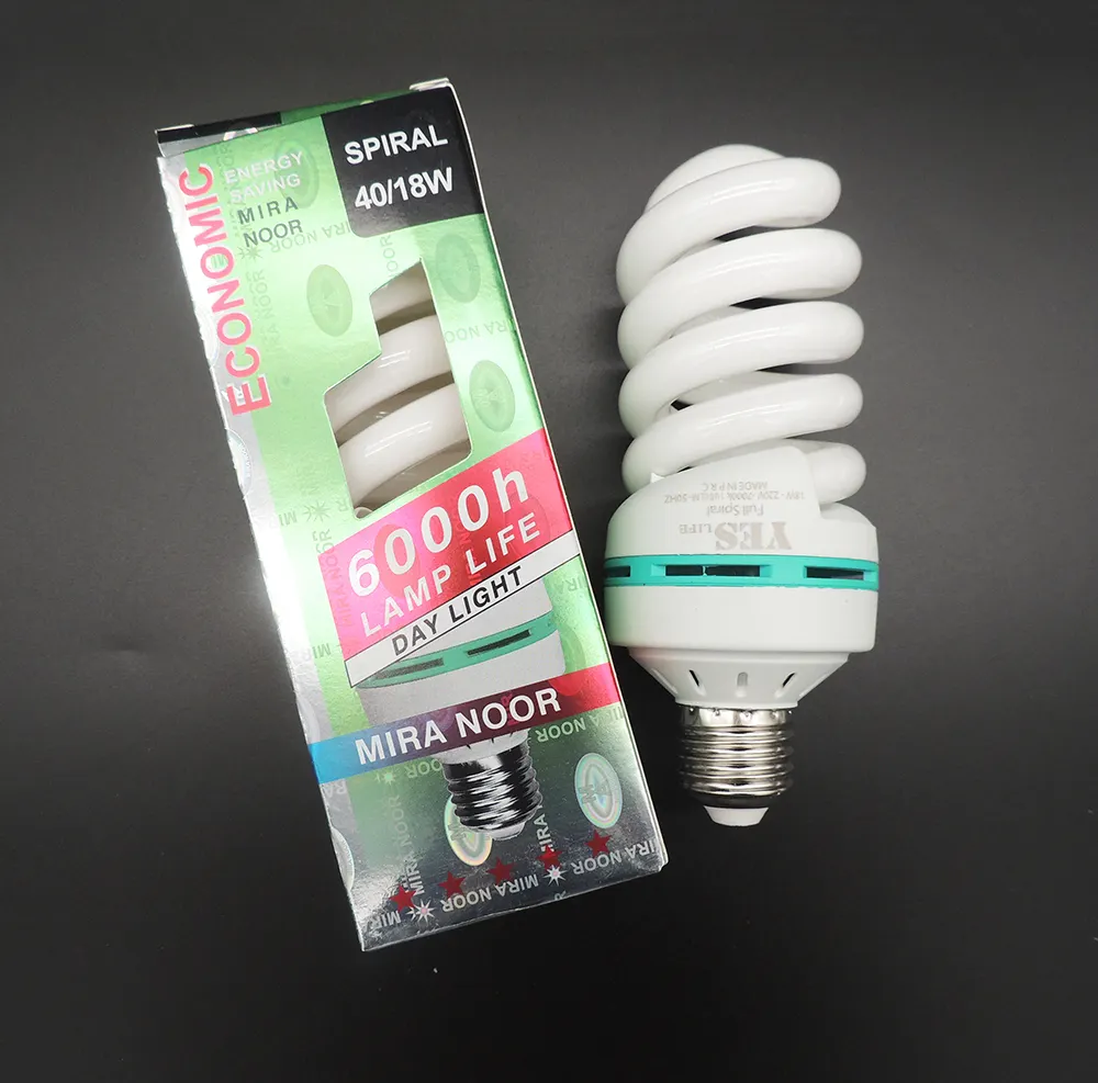 CFL light E27 40W/18W lampe à économie d'énergie en spirale complète lampe à économie d'énergie à lumière fluorescente compacte