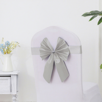 Prêt à expédier : Nœud de chaise universel en cuir PU de luxe avec longues franges, élastique et sans nœud, pour décoration de mariage