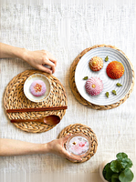 Set de table rond en jacinthe d'eau naturelle, tissé épais, fait main, résistant à la chaleur, décoration de salle à manger minimaliste