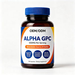 Cápsulas de Alpha GPC de Marca Privada 600MG, Colina Bioactiva, Apoyo a la Función Cognitiva, Concentración, Memoria, Suplemento para la Salud Cerebral - Product Image 1