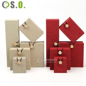 Caja de Joyería de Papel de Lino Shero, Lujosa, Premium, de Alta Gama, con Botón de Madera, Color y Tamaño Personalizables, para Guardar Anillos, Pulseras y Collares - Product Image 6