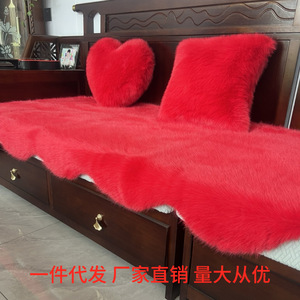 Coussins de canapé en fausse fourrure de renard en peluche, forme cœur, rouge, lavables en machine, coussins décoratifs - Product Image 5