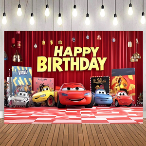 Personnage de dessin animé bannière toile de fond voiture de course thème toile de fond pour garçons décorations de fête d'<span class=keywords><strong>anniversaire</strong></span> <span class=keywords><strong>joyeux</strong></span> - Product Image 4