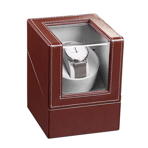 Flip Top Automatic Watch Winder Display <b>Box</b> With Transparent Window <b>Soft</b> Lining Leather Case - Product Image 1