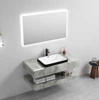 2025 personnalisé LED miroir coiffeuse avec Rock Board bassin ensemble pour hôtels Design moderne salle de bain vanités éviers en vente