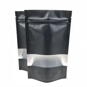 Offre Spéciale Étanche À L'humidité Mer À Travers Mat de Qualité Alimentaire Noir Poche Stand Up Ziplock Sac En Plastique Pour aliments séchés