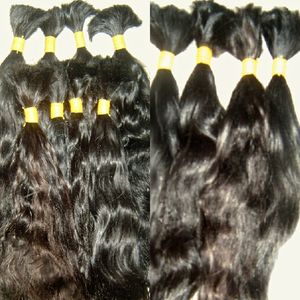 High Quality Unprocessed Raw Virgin Remy Bulk Indian <b>Hair</b> Natural Wavy Pure Color Brown Black 100g Tamil Nadu Machine Double - Product Image 1