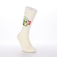 Chaussettes personnalisables mi-mollet, tissu doux couleur crème, jacquard artistique dessin animé personnalisé, supporte la personnalisation du logo OEM