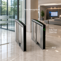 Control de Acceso con Reconocimiento Facial y Lector de Tarjetas Speed Gate, Apertura Rápida de 0.6s, IP52, Acero Inoxidable 304, Pasillo de 600mm, para Oficinas y Vestíbulos