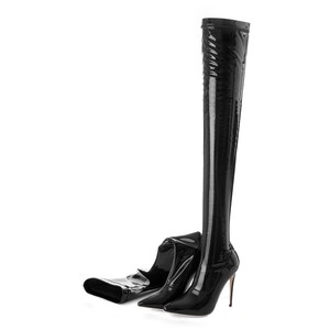 <span class=keywords><strong>Stivali</strong></span> neri da donna elasticizzati sopra il ginocchio <span class=keywords><strong>stivali</strong></span> sexy tacchi alti da donna 2021 - Product Image 1