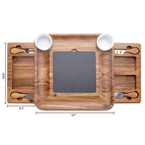 Table de queso vente en gros, plateau de service de <span class=keywords><strong>cuisine</strong></span>, plateau de fromage en <span class=keywords><strong>ardoise</strong></span> Extra Large, planche de confiserie en bois de qualité supérieure et ensemble de couteaux - Product Image 2