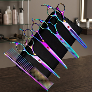 Tijeras de Peluquería Profesionales Ecológicas para Diestros, de Mango Largo, con Tres Anillos y Filo de Cuchilla, para Cortar el Pelo de Mascotas, Tamaño 32 - Product Image 5