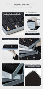 Bền Trọng lượng nhẹ Stackable khay đồ trang sức màu đen tùy chỉnh kim Loại trang sức <span class=keywords><strong>Display</strong></span> Set đồ trang sức khay hiển thị - Product Image 4