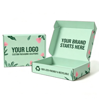 Boîte d'expédition carrée personnalisée, petite, motif floral menthe, en carton ondulé, fermeture magnétique, impression recto-verso, recyclable, pour cadeau