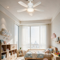Ventilateur de plafond moderne blanc avec lumière, 5 pales, anneau LED vert 24W, montage encastré, double taille D400 D520, télécommande