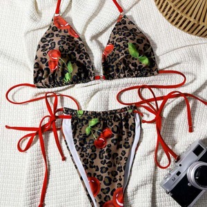 YY6232 Bikini <span class=keywords><strong>triangle</strong></span> imprimé cerise Tendance mode 2025 - Product Image 5