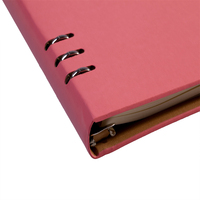 Classeur à 6 anneaux en spirale cachée avec impression de logo personnalisé Carnets de notes doublés de journal en cuir PU rose personnalisé avec reliure à feuilles mobiles