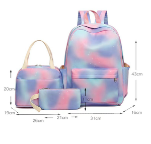 Mochila escolar directa de fábrica, tres juegos de estudiantes de primaria y secundaria, mochila ligera con degradado de arcoíris para niña - Product Image 2
