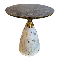 Ensemble de salon nordique Table basse dorée avec bout rond en métal Table d'appoint de luxe en marbre Tables à thé d'appoint de luxe modernes