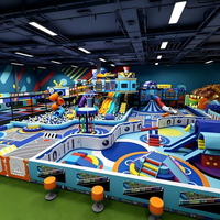 HELLO CAT Nouveau Projet de Terrain de Jeux Intérieur Tout-en-un : Parcours d'Obstacles Ninja, Parc de Trampolines, Toboggan et Piscine à Balles