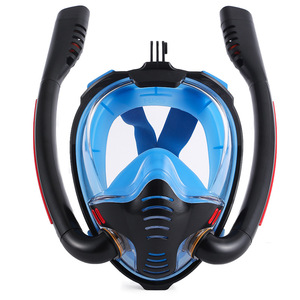 Máscara de Buceo Completa Talla L/XL Azul con Doble Tubo, Equipo de Snorkel para Adultos - Product Image 3