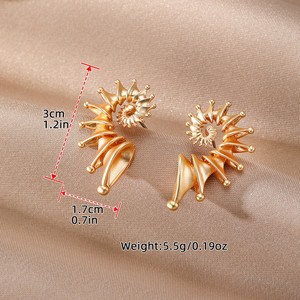Boucles d'oreilles à clip en forme de couronne, or et argent, géométriques, double anneau, pour femmes, à porter au quotidien - Product Image 2