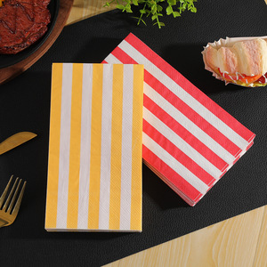Vertical Striped Printed Paper Napkins 330mmx400mm Disposable For Themed Party Red And Yellow - Product Image 4