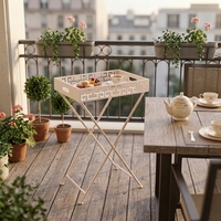 Table d'appoint pliante amovible en métal ajouré sculpté, plateau de service pour cocktails, chambre, balcon, petits espaces