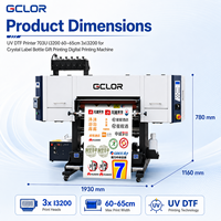 Imprimante UV DTF 703U I3200 60-65cm 3xI3200 pour l'impression numérique d'étiquettes en cristal, de bouteilles et de cadeaux