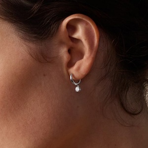 Simple Fashion Round Cut Vvs Gra Moissanite Jewelry 14k Gold Filled Hoop <b>Huggie</b> Drop Earrings for Girls - Product Image 2