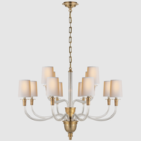 Lámpara de Techo Colgante de Latón de Alta Gama, Estilo Americano, Color Cobre Dorado Antiguo, para Sala de Estar y Comedor, con Luces LED