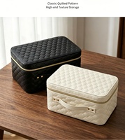 Boîte à bijoux de luxe en cuir PU double couche, grande capacité, avec miroir, portable, pour ranger bagues et boucles d'oreilles