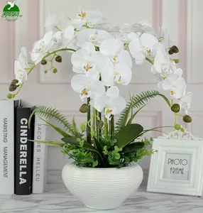 도매 인공 꽃 홈 장식 Phalaenopsis 인공 난초 꽃 인공 식물 화분 인공 식물 난초