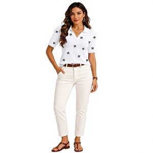 Polo en coton mélangé respirant pour femme, haut léger et doux à manches courtes pour l'été - Product Image 3