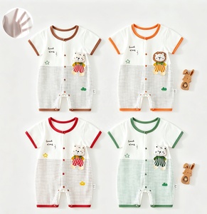 Vente directe d'usine de vêtements d'été une pièce. Pyjama bébé une pièce à manches courtes en coton, frais et rafraîchissant. - Product Image 1