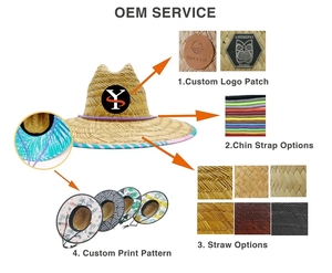 Sombreros de paja de verano 2025 bajo pesca salvavidas sombreros de paja logotipo personalizado bajo estampado Sombrero sombrilla sombreros - Product Image 5