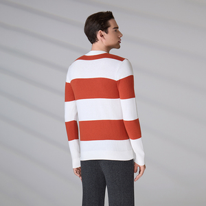 Pull tricoté rayé pour homme, manches longues, anti-boulochage, design personnalisé, collection automne-hiver, par un fabricant de tricots - Product Image 5