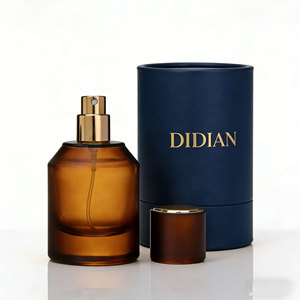 Venta al por mayor <span class=keywords><strong>de</strong></span> fábrica: Botella <span class=keywords><strong>de</strong></span> <span class=keywords><strong>perfume</strong></span> <span class=keywords><strong>de</strong></span> lujo ámbar esmerilado con pulverizador <span class=keywords><strong>de</strong></span> niebla fina y cuello crimpado, 30ml, 50ml, 100ml, con caja cilíndrica <span class=keywords><strong>de</strong></span> embalaje. - Product Image 3