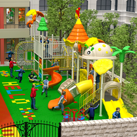 Aire de jeux extérieure avec toboggan en plastique et balançoire en Chine fournisseur