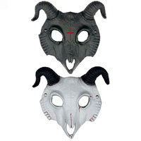 Masque de crâne de chèvre avec cornes, masque Baphomet, masque de bélier, masque de démon croix gothique, masque de cosplay pour fête d'Halloween et accessoires de maison hantée